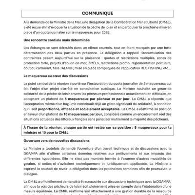 Dernier communiqué de la Confédération Mer et Liberté